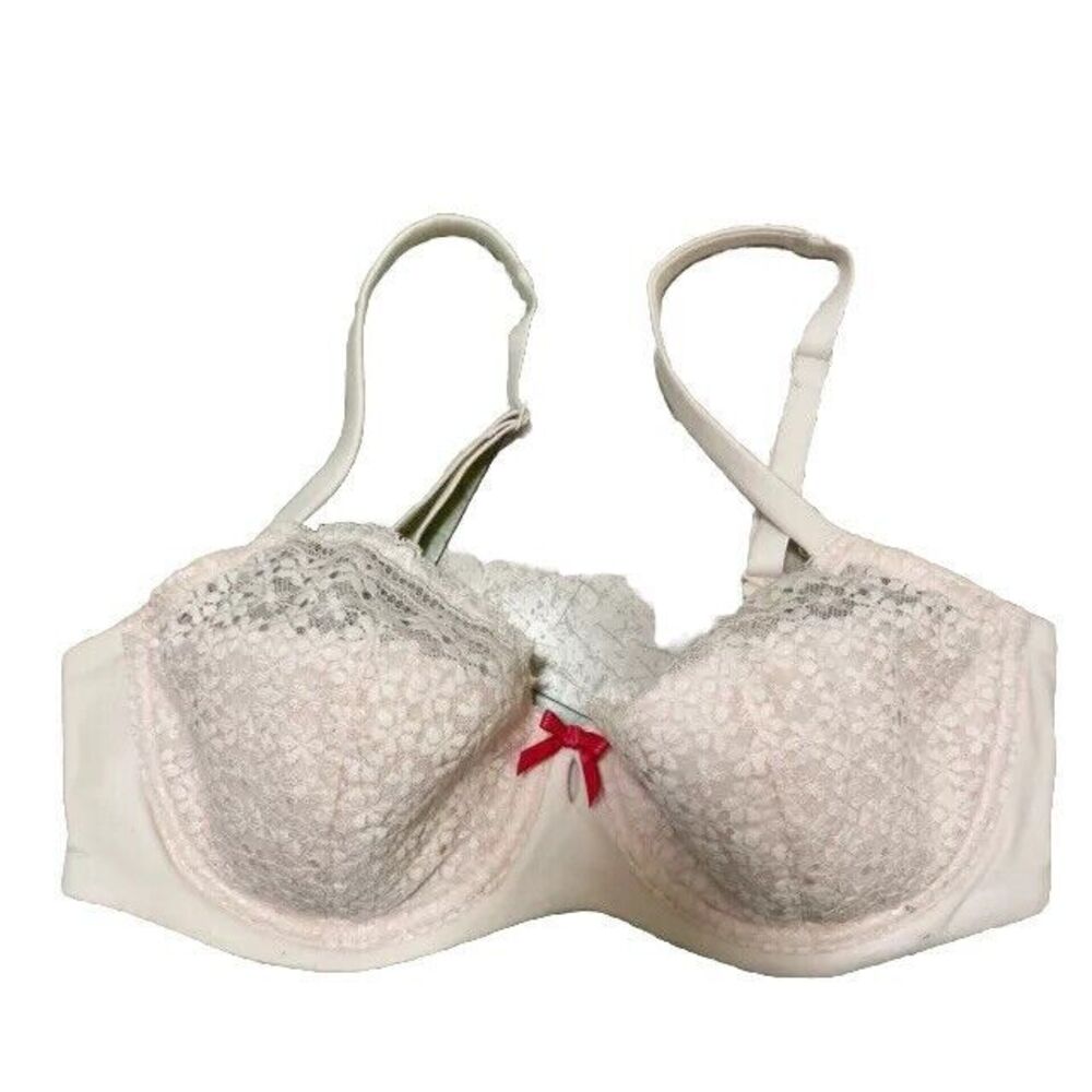 Victoria’s Secret Body By Victoria Lined Demi Bra Pink Lace Balconette 34D EUC